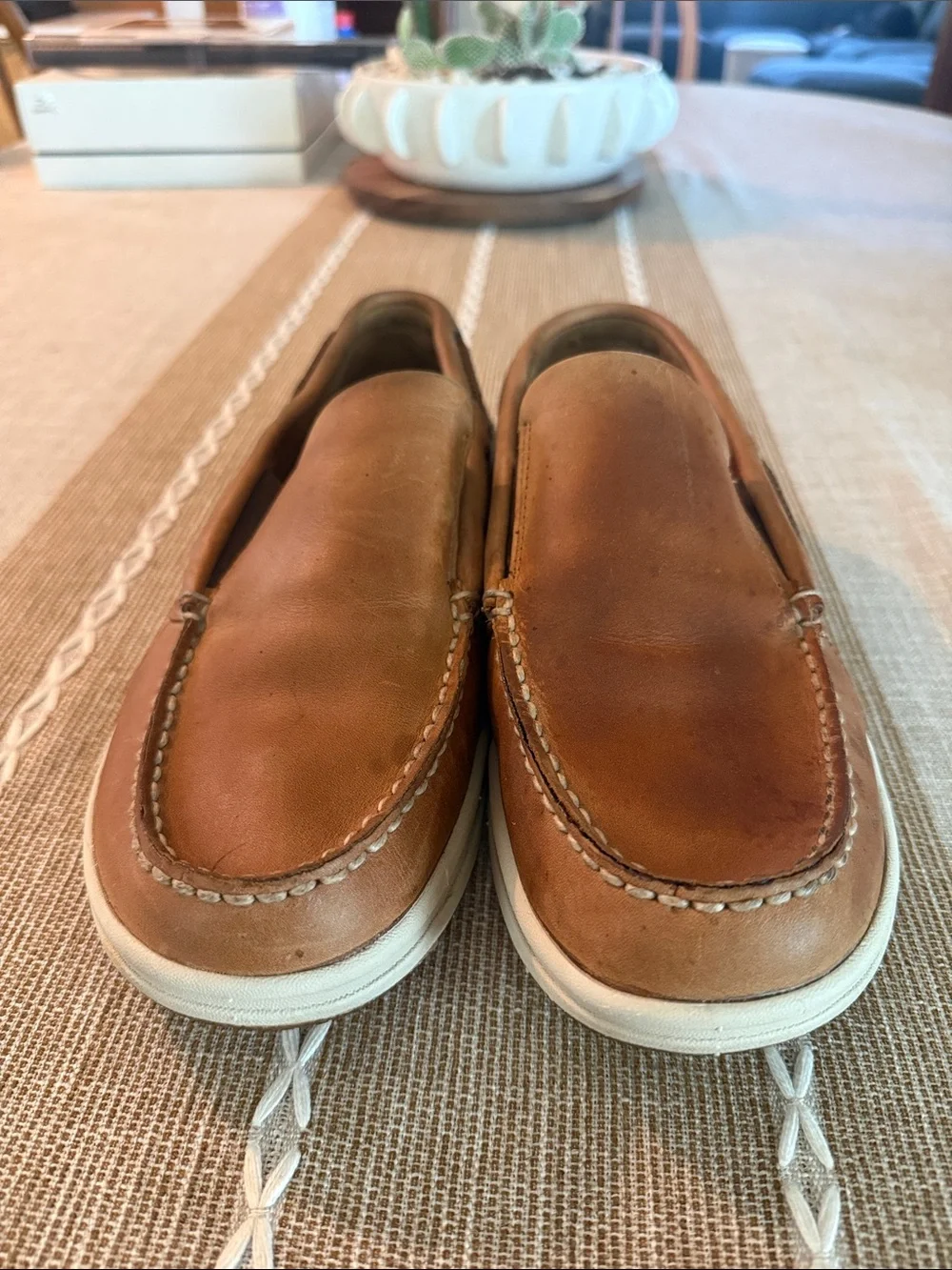 Sperry Men’s Tan Leather Slip-On Boat Shoes